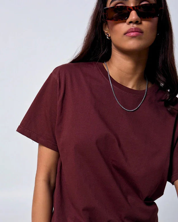 Brown Plain T-Shirt - Shop Printed T shirt for Women Online In India | LoveDky
