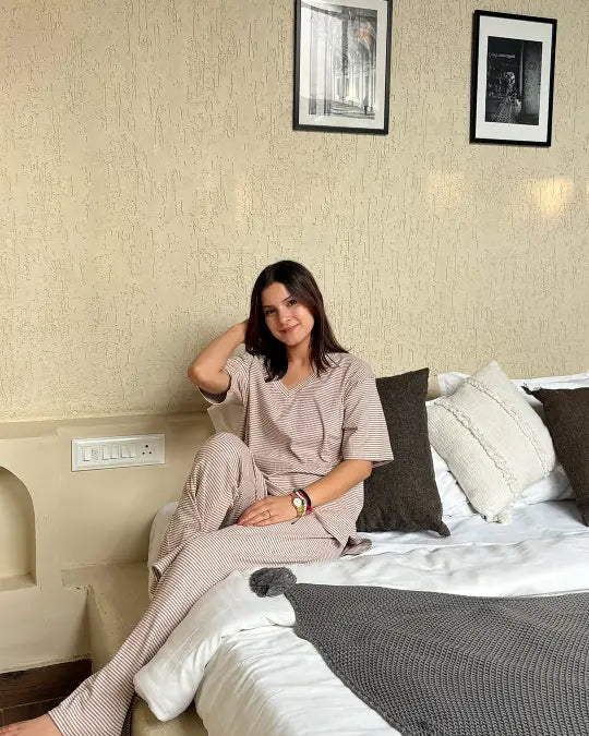 Brown Ribbed Co-Ord Set