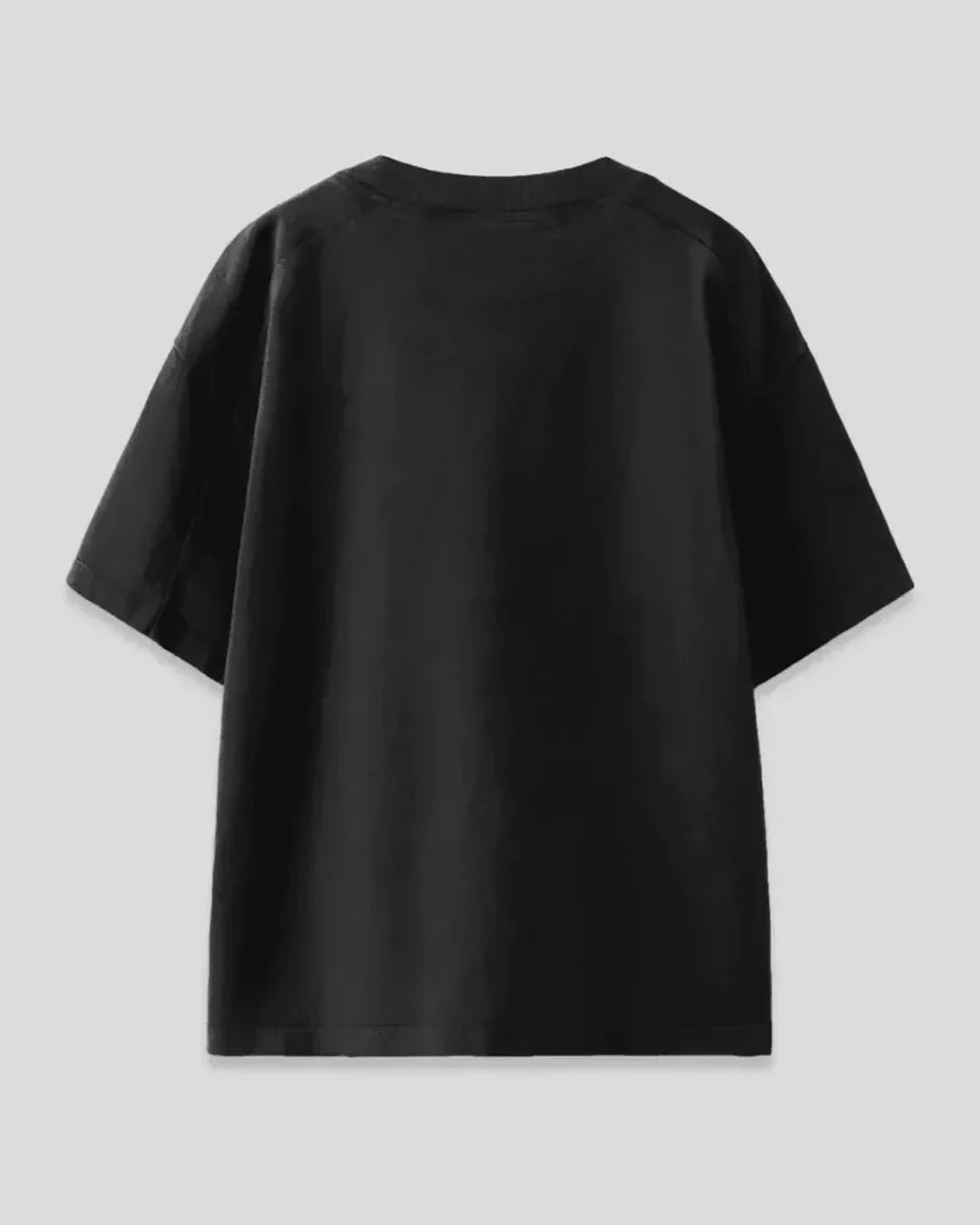 Bun & Bear Oversized T-Shirt – black plain oversized tee shown in flat lay