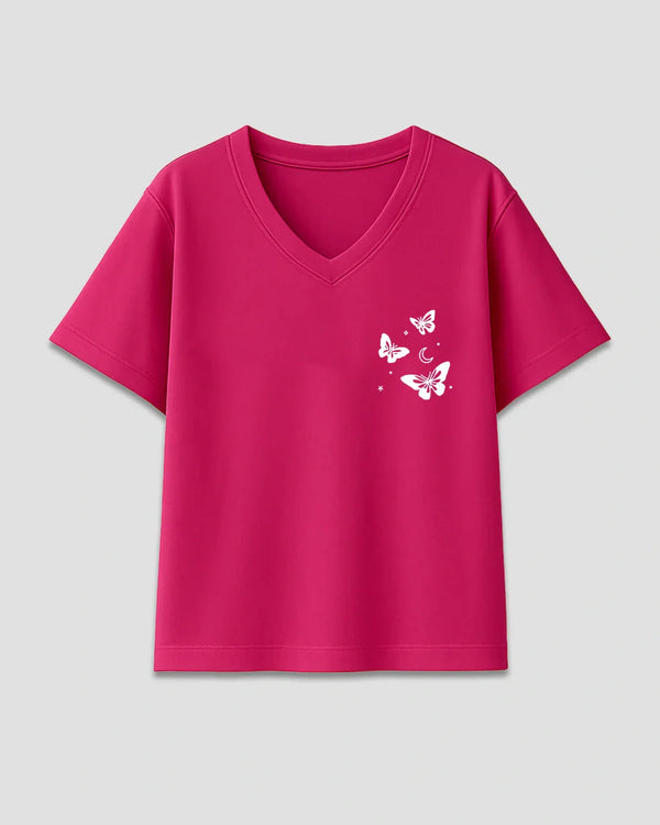 Butterfly V-Neck Oversize T-Shirt for Women Online In India | DKY