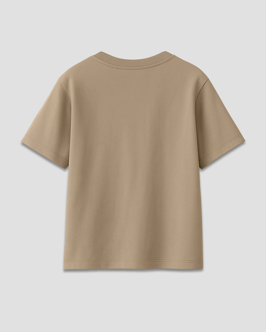 Camel Plain V-Neck Oversize T-Shirt
