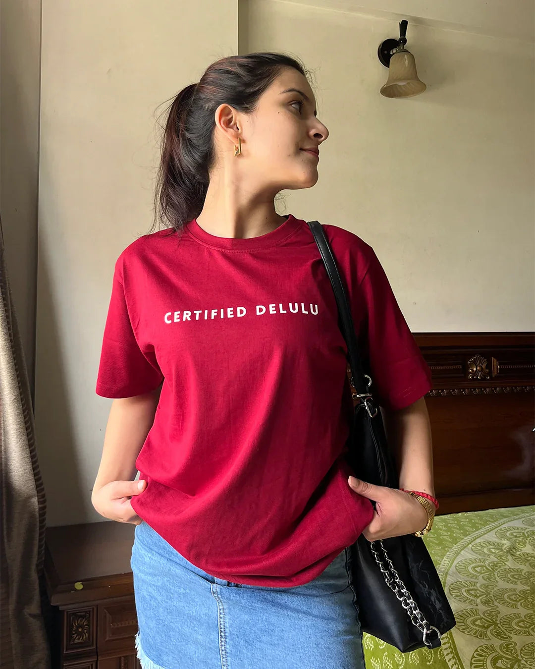 Certified Delulu T-Shirt - Shop Printed T shirt for Women Online In India | LoveDky