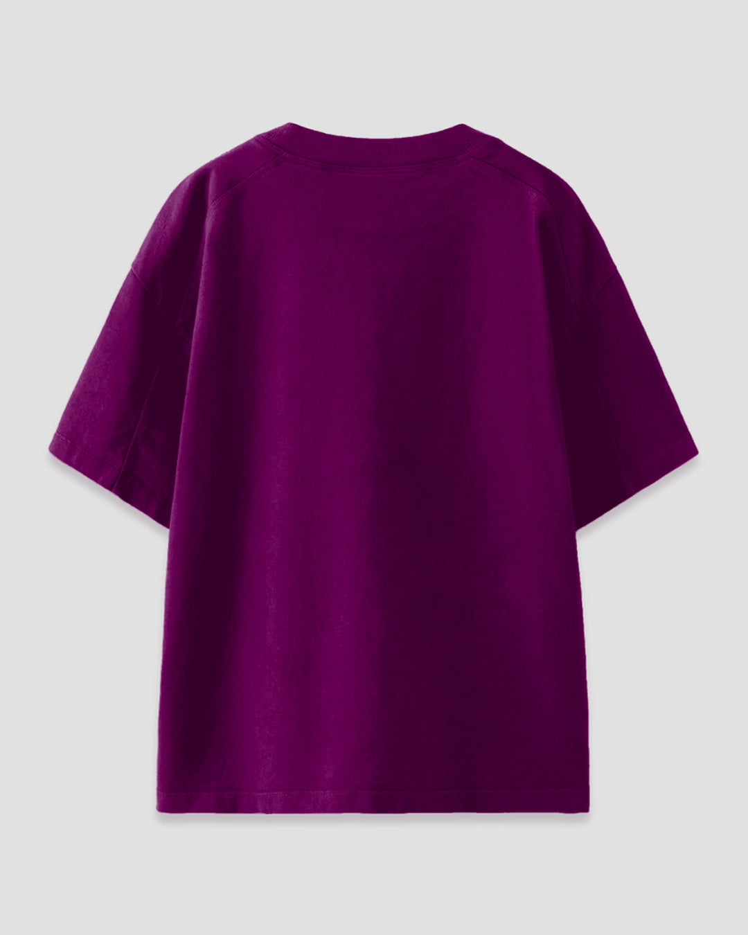 Mulberry My Anxiety Has Anxiety Oversized T-Shirt – purple loose-fit OS Minimal tee, back view.