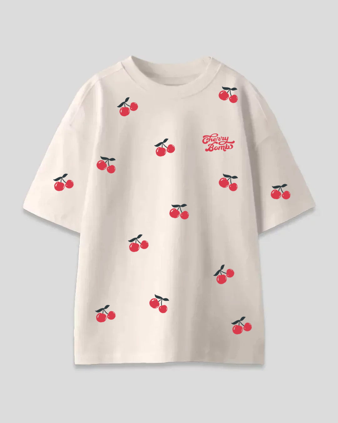Shop Cherry Bomb Printed Oversized T-Shirt for Women in India