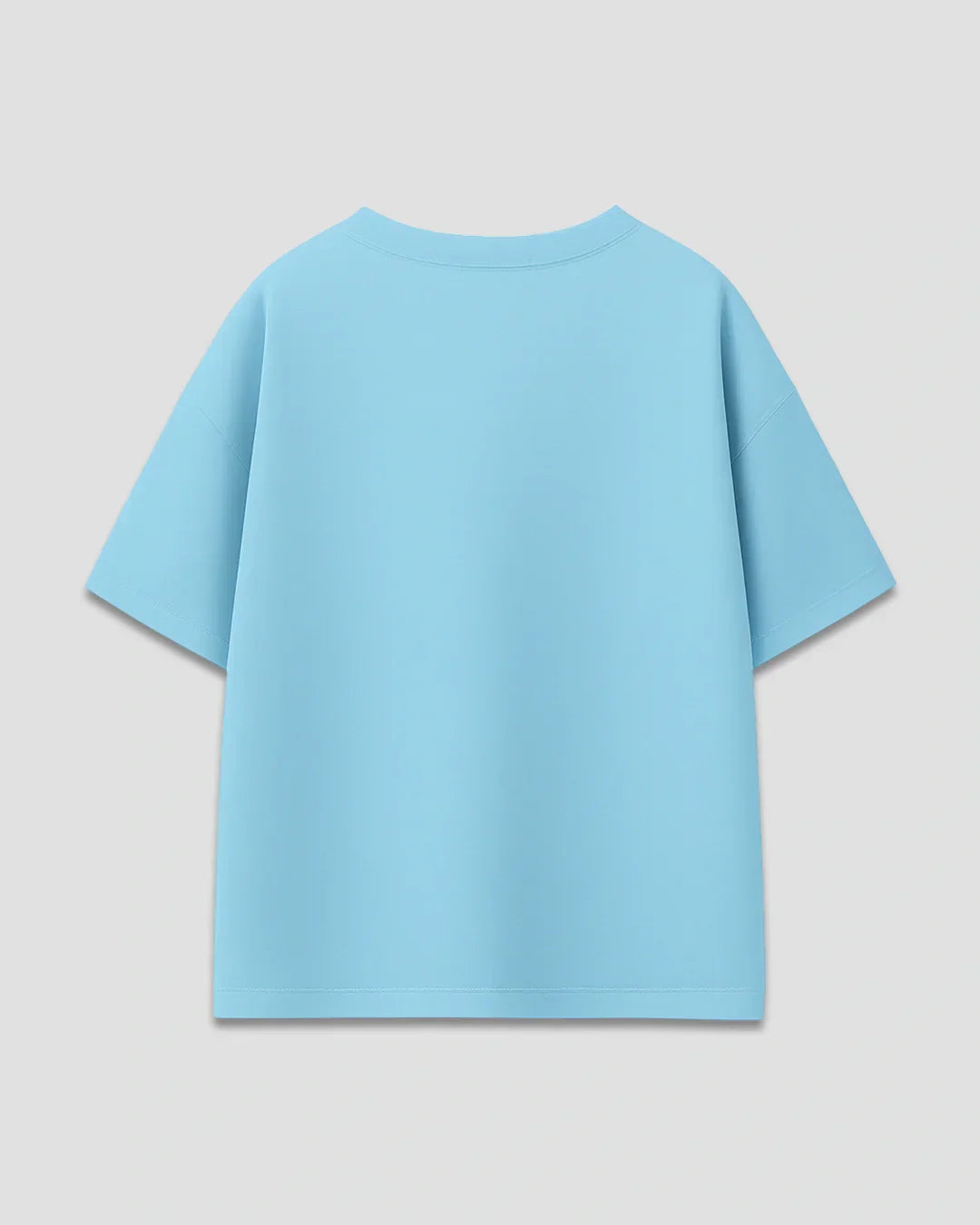 RB Cloudy Plain Oversized T-Shirt – light blue oversized basic shirt shown in flat lay