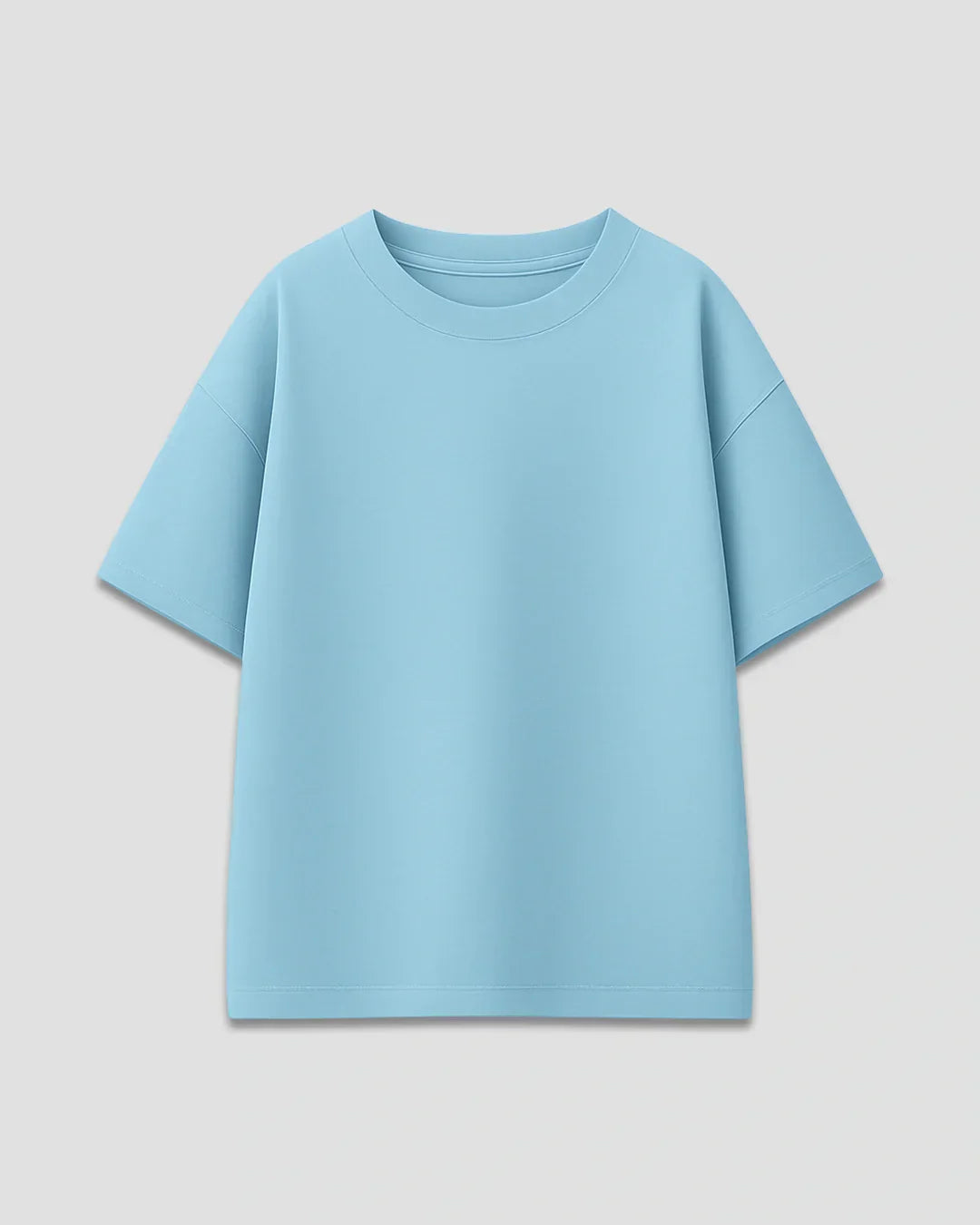 RB Cloudy Plain Oversized T‑Shirt – light blue, oversized basic shirt in 100% pure fabric by Real Baysics