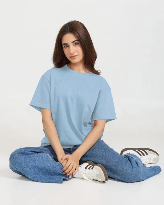 RB Cloudy Plain Oversized T-Shirt for Women Online In India | Dky