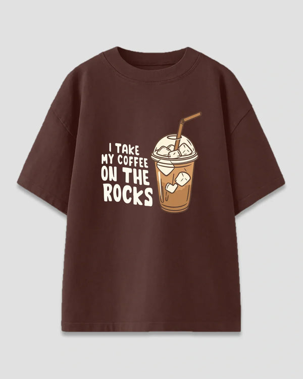 Coffee On Rocks Oversized T-Shirt for Women Online In India | Dky