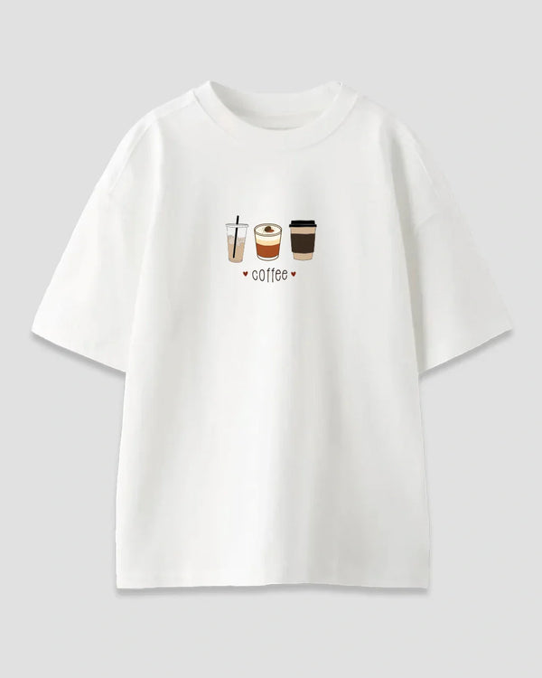Coffee Trio Oversized T-Shirt for Women Online In India | Dky