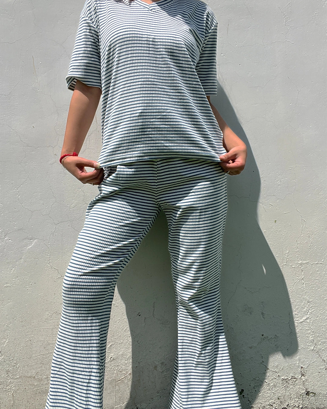 Teal Blue Ribbed Co-Ord Set