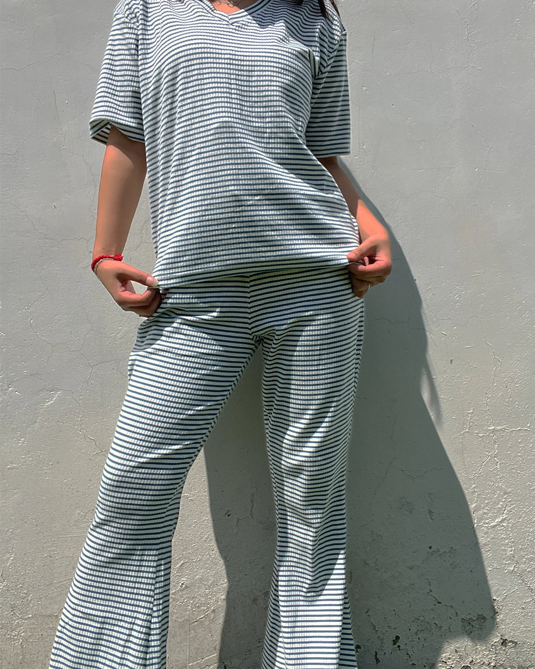 Teal Blue Ribbed Co-Ord Set