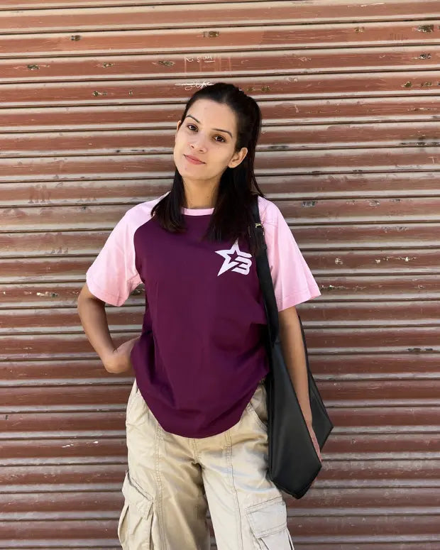 Cosmic Mulberry Raglan T-Shirt - Shop Printed T shirt for Women Online In India | LoveDky