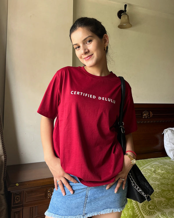 Certified Delulu T-Shirt - Shop Printed T shirt for Women Online In India | LoveDky