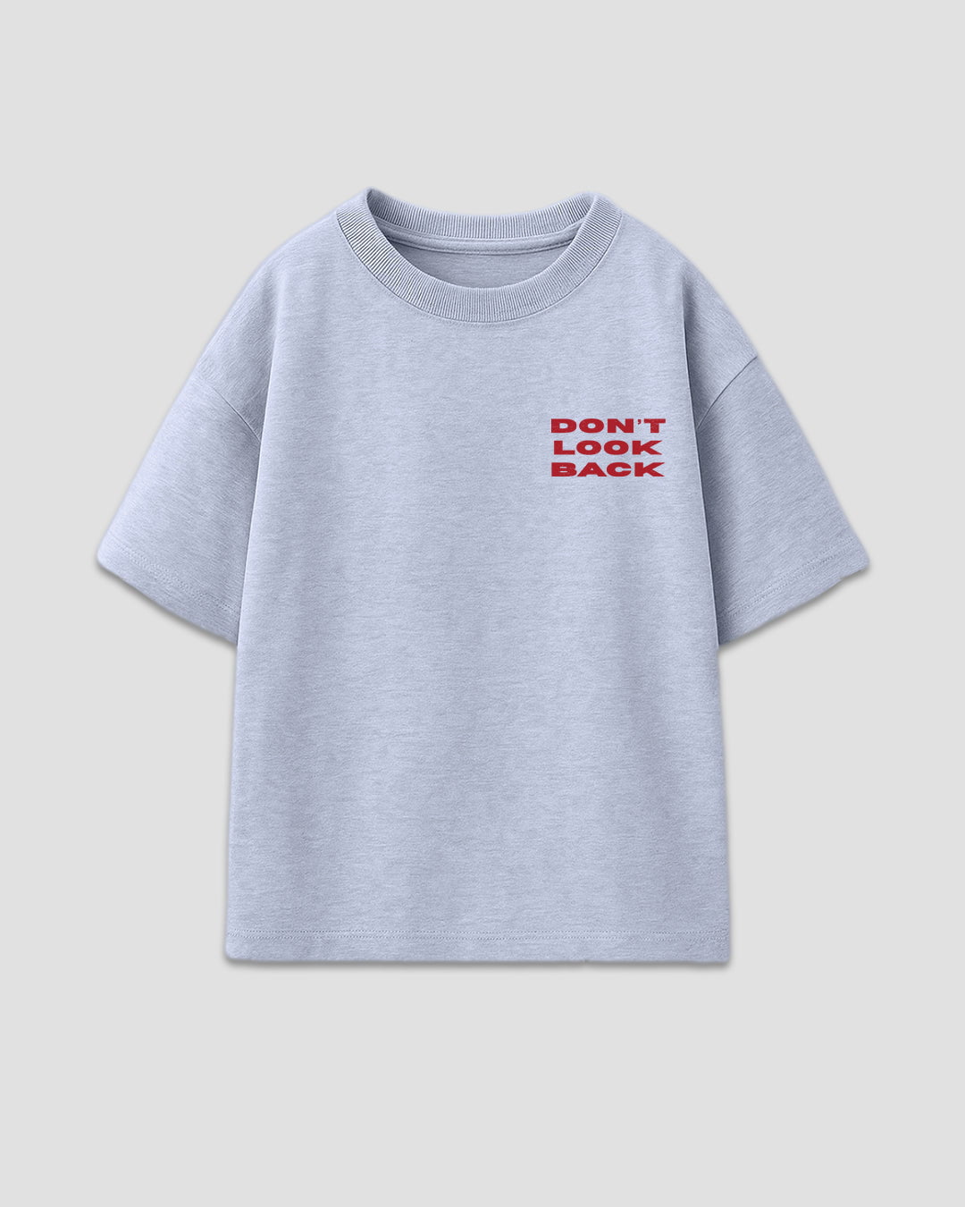 Dont Look Back Boxy Oversize T-Shirt - light blue, boxy fit with red graphic text on chest