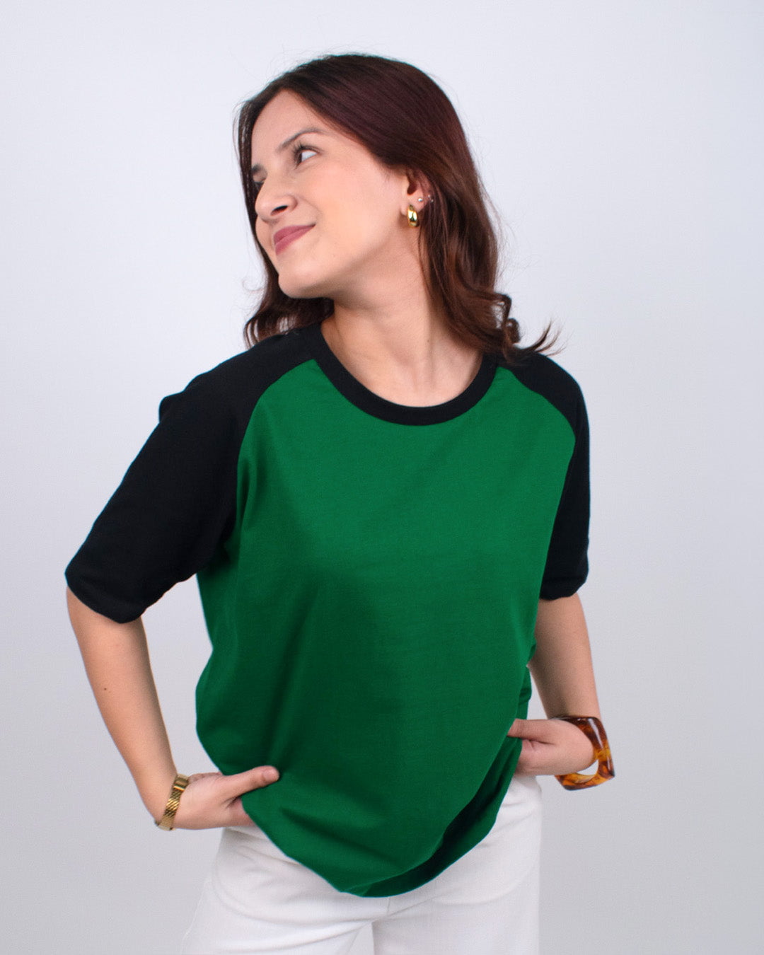 Green Raglan Plain Oversize T-Shirt