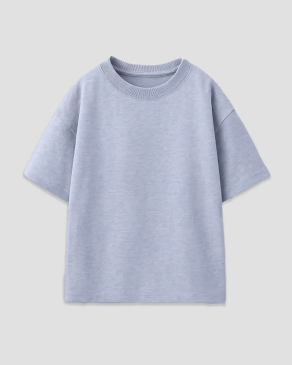 Grey Melange Plain Boxy Oversize T-Shirt for Women Online In India | Dky