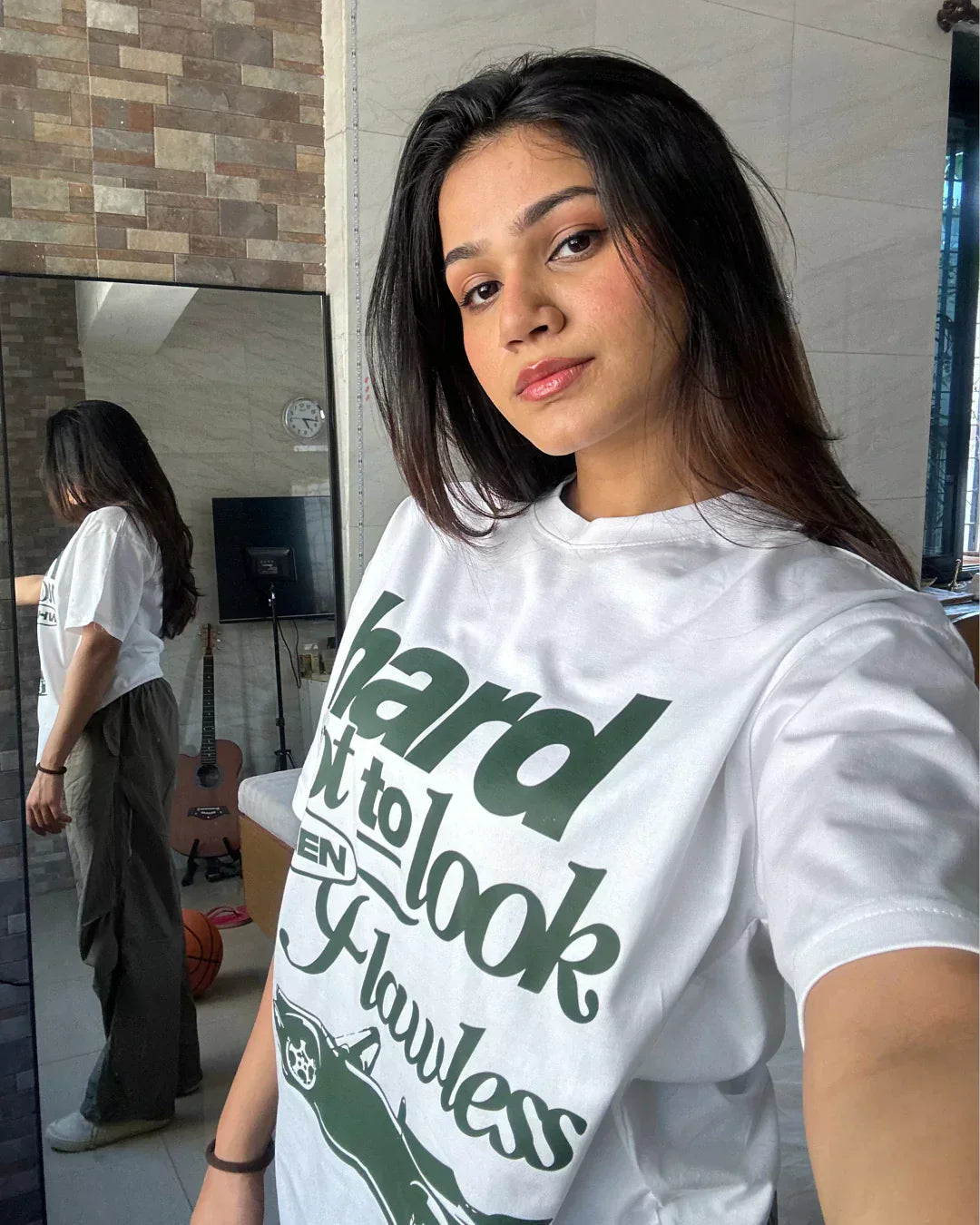 Hard Not To Look Flawless Oversized T-Shirt - Shop Printed T shirt for Women Online In India | LoveDky
