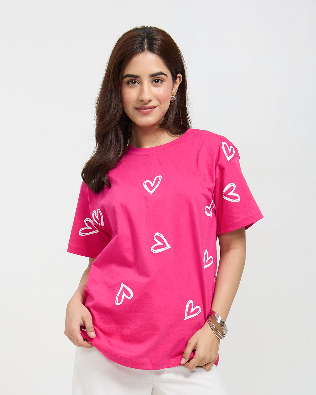 Hot Pink Lover Oversized T-Shirt for Women Online In India | Dky
