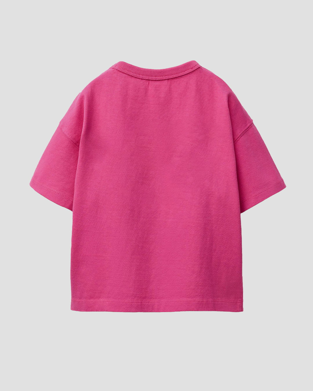 Hot Pink Plain Boxy Oversize T-Shirt – hot pink boxy oversized t-shirt with plain design, shown flat lay