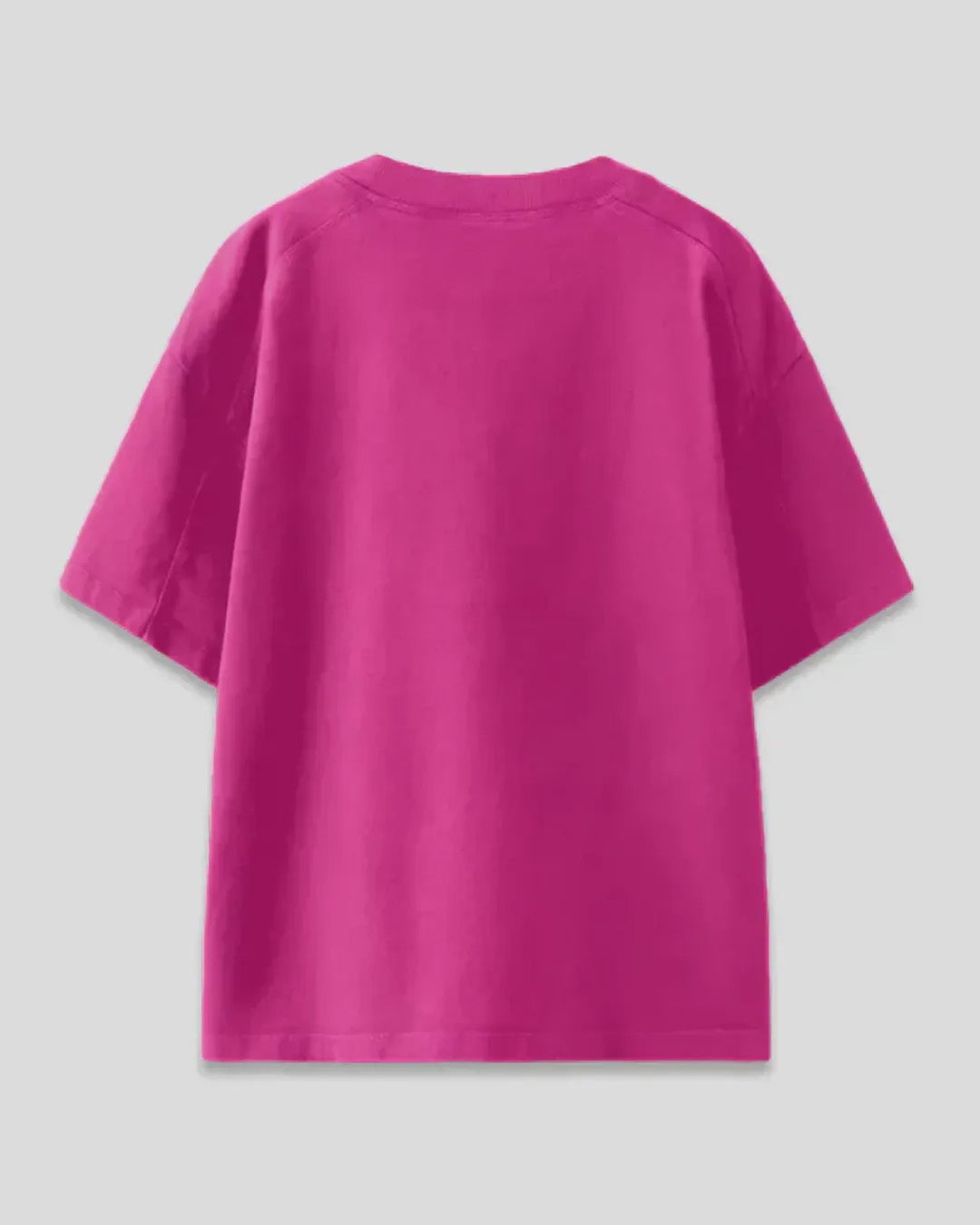 Pocket Bunny Oversized T-Shirt – hot pink, oversized fit, plain back view
