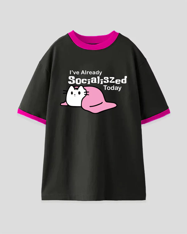Shop I've Already Socialized Tap Out T-Shirt - Black & Hot Pink | Dky