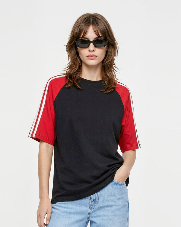 Black-Red Curve Plain T-Shirt