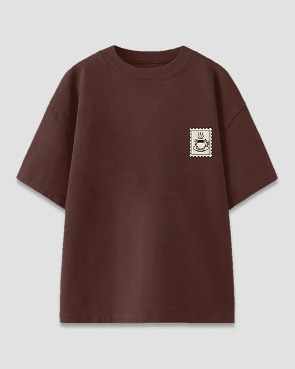 Latte Stamp Oversized T-Shirt for Women Online In India | Dky