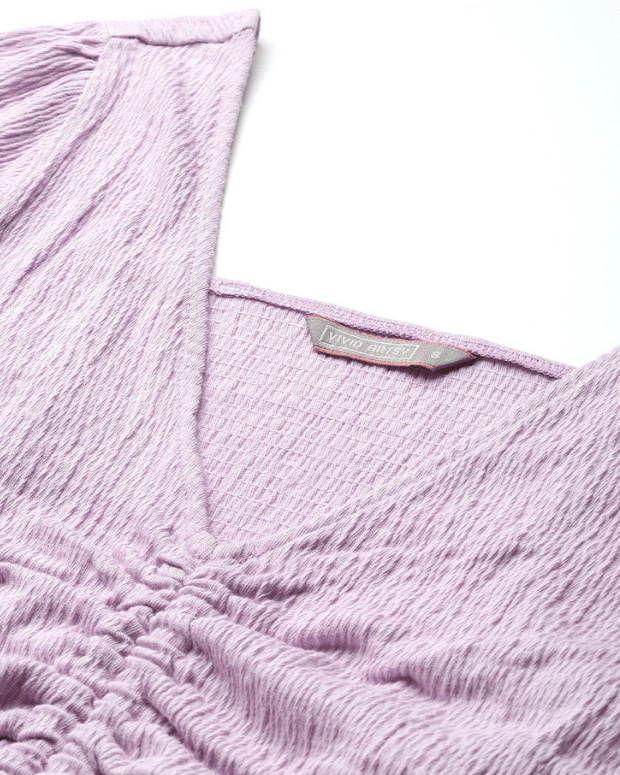 Lavender Ruched Crop Top - Shop Printed T shirt for Women Online In India | LoveDky