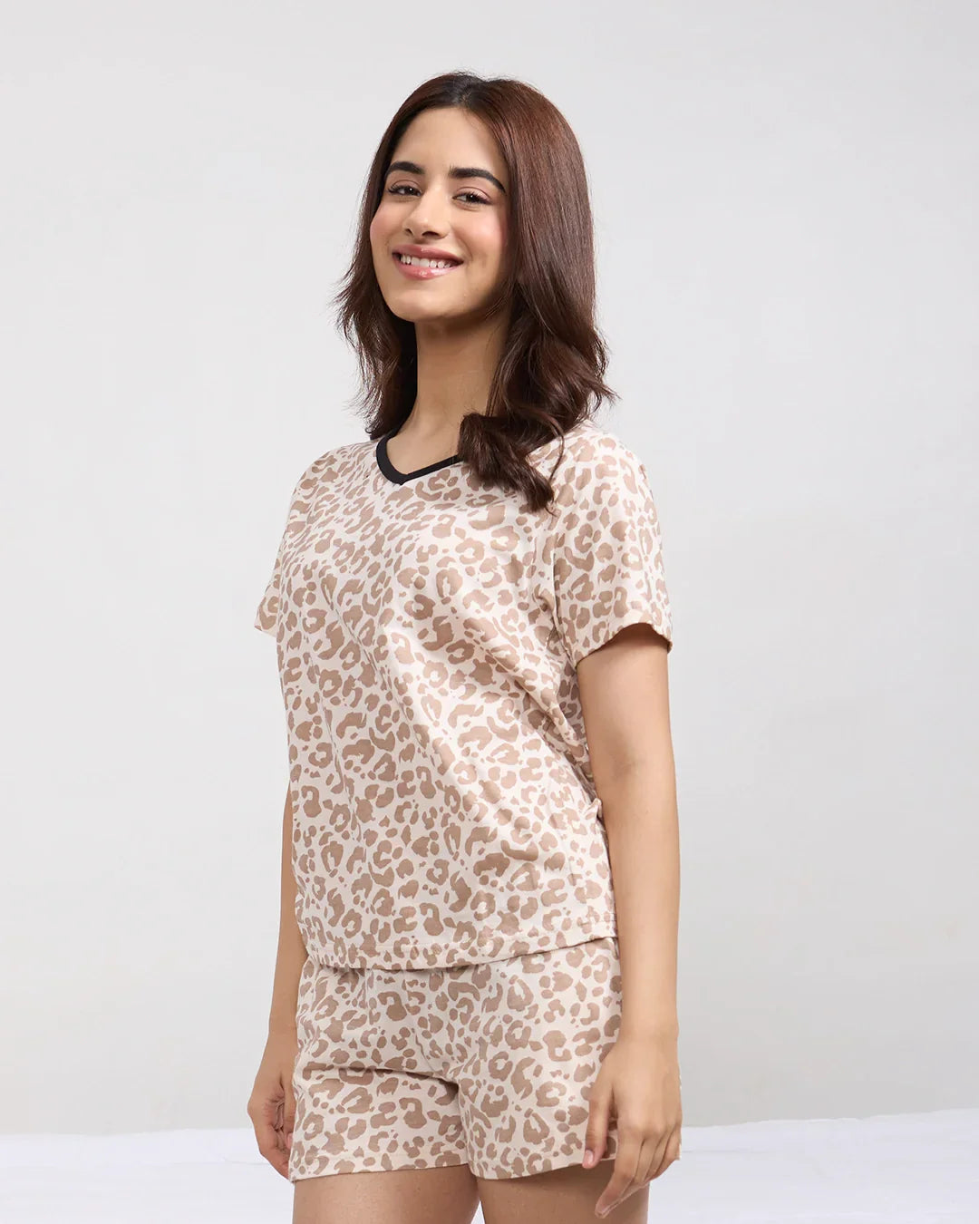 Lazy Leopard Cotton Shorts Set