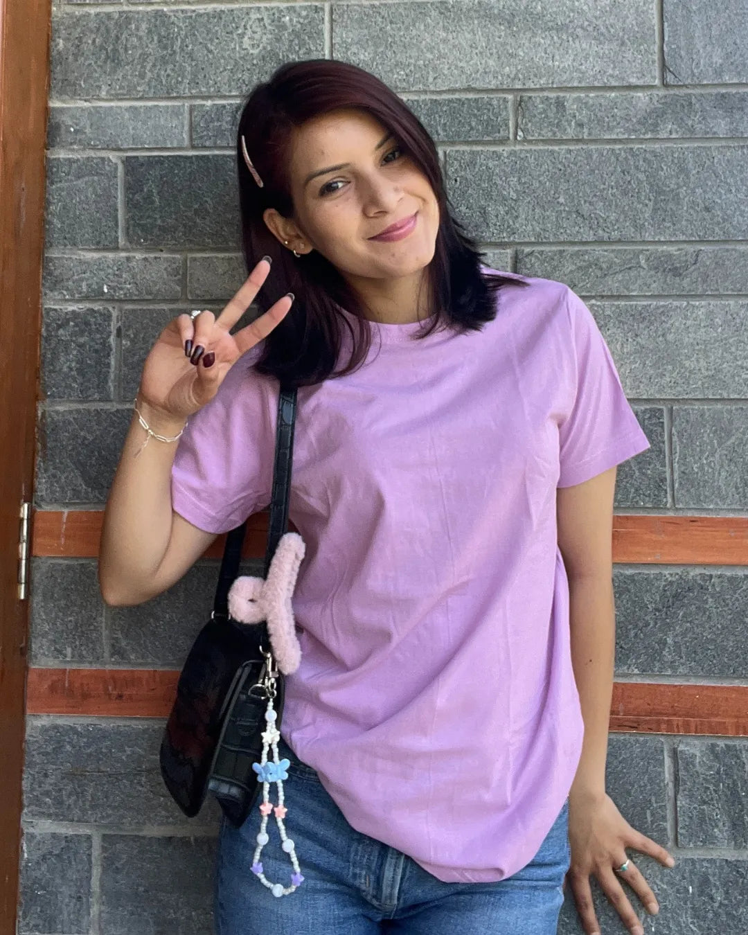 Lilac Plain T-Shirt - Shop Printed T shirt for Women Online In India | LoveDky