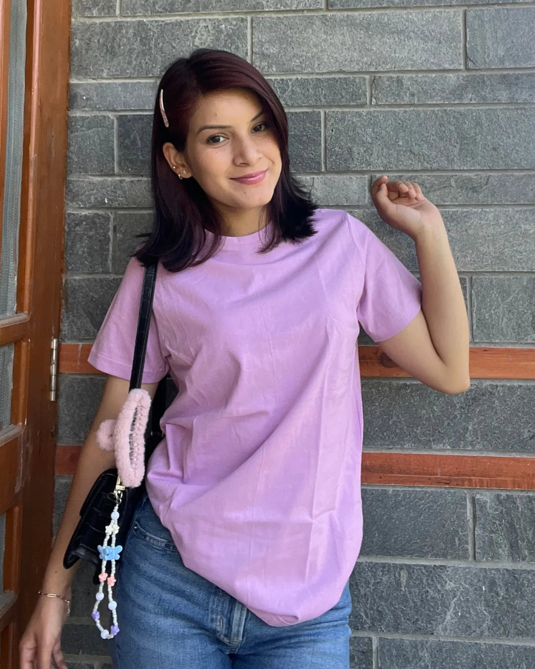 Lilac Plain T-Shirt - Shop Printed T shirt for Women Online In India | LoveDky