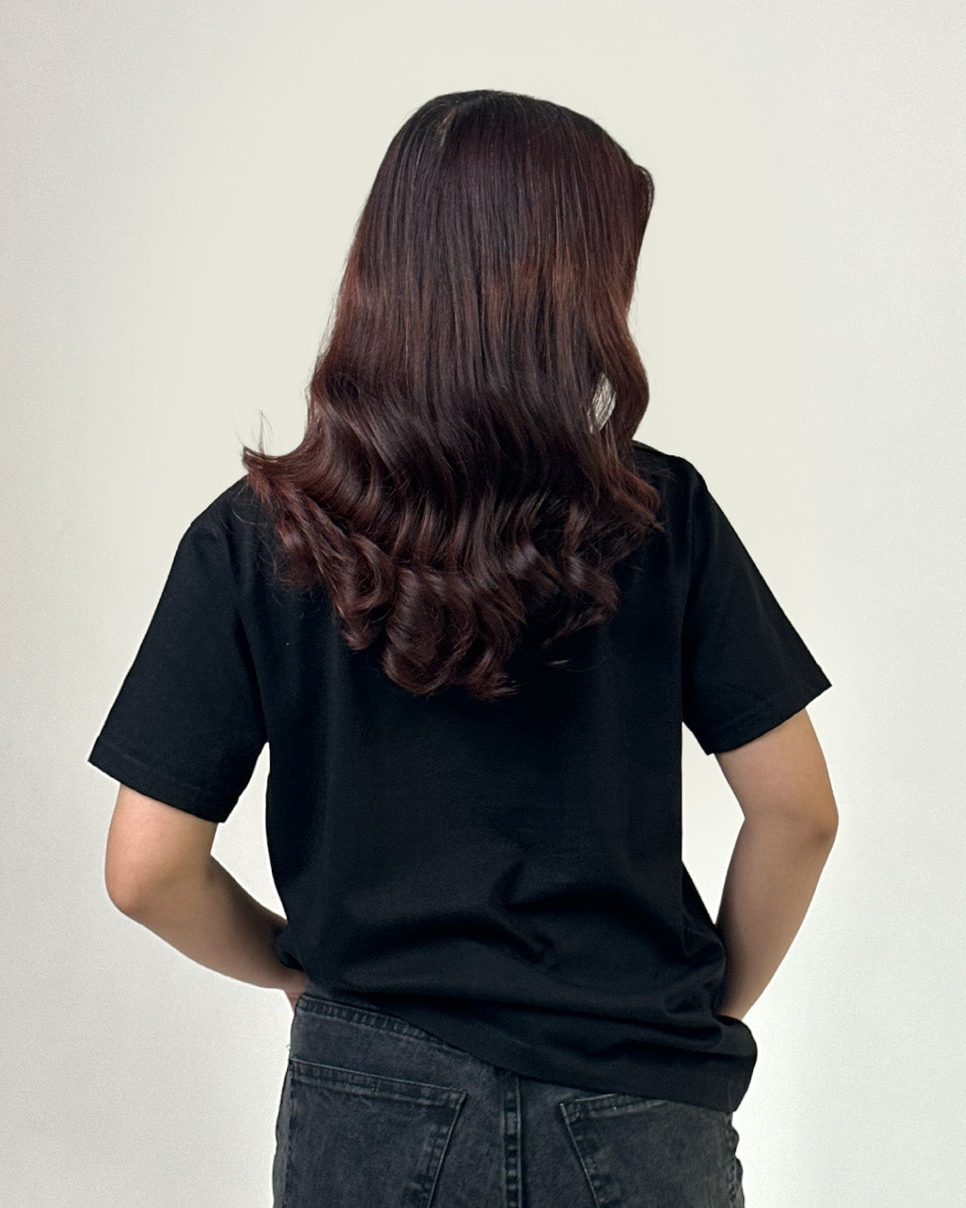 Literally T-Shirt - black DKY regular tee, plain design, back view on model
