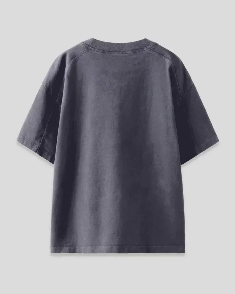Lucky Bear Oversized T-Shirt - charcoal gray OS pocket tee, oversized fit, shown in flat lay