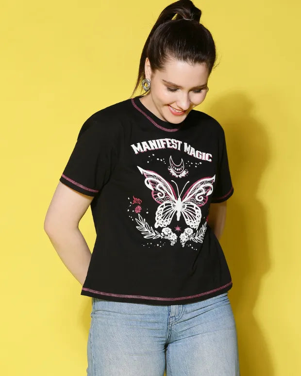 Manifest Magic T-Shirt - Shop Printed T shirt for Women Online In India | LoveDky