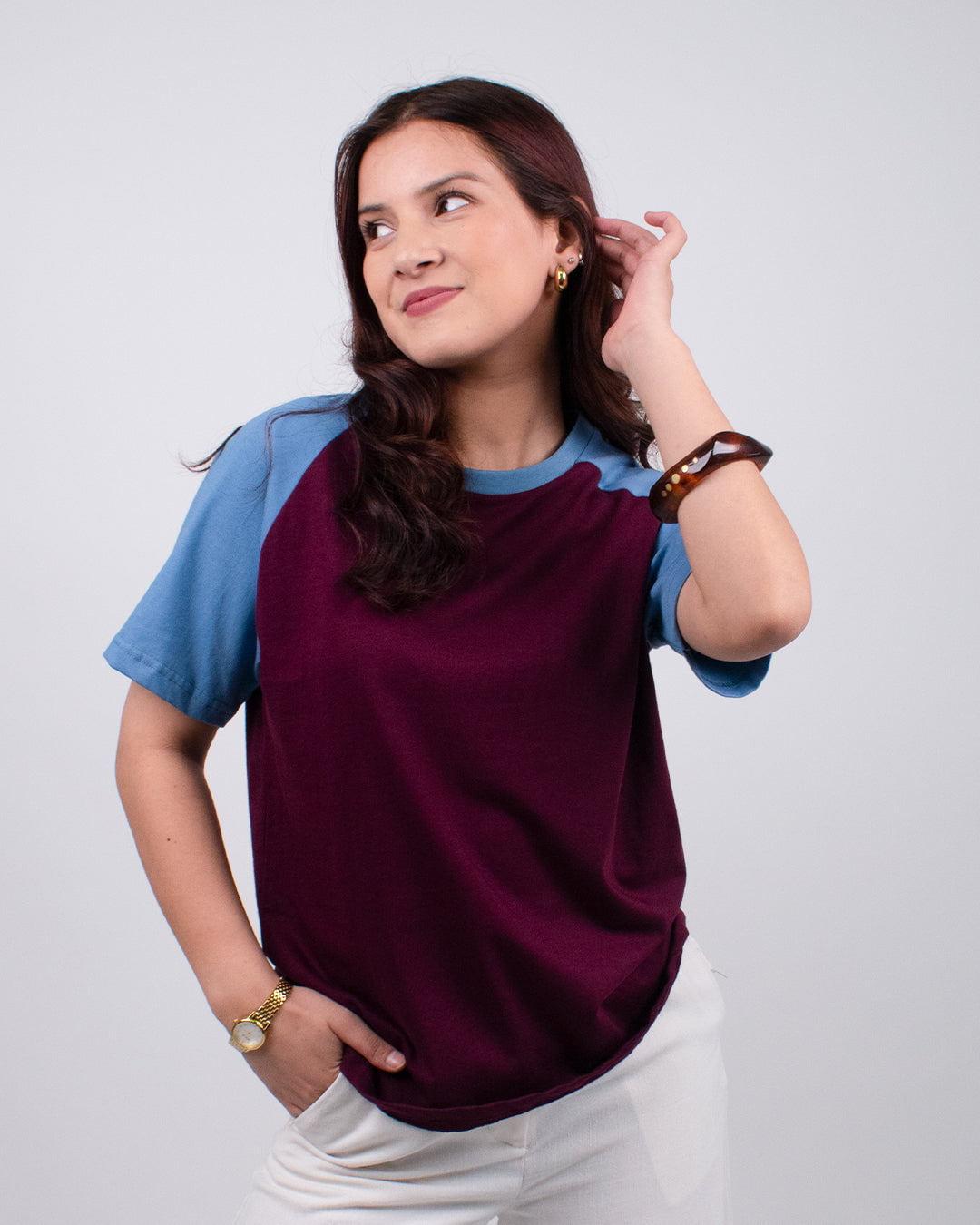 Maroon Raglan Plain T-Shirt