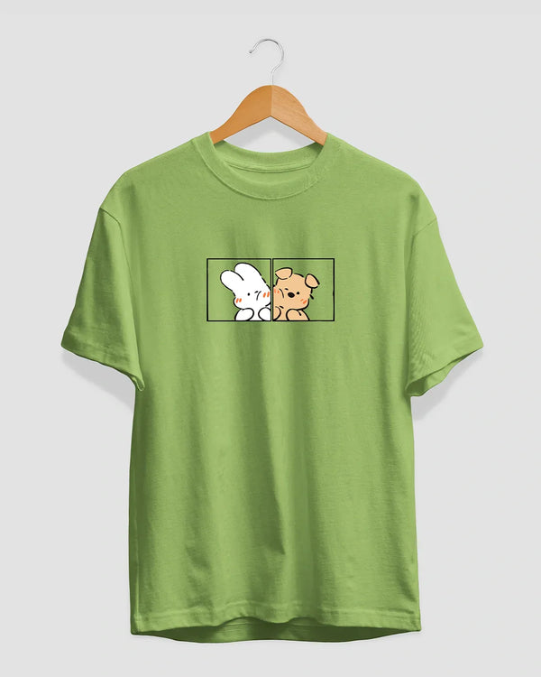 Matcha Bunny & Puppy T-Shirt for Women Online In India | Dky