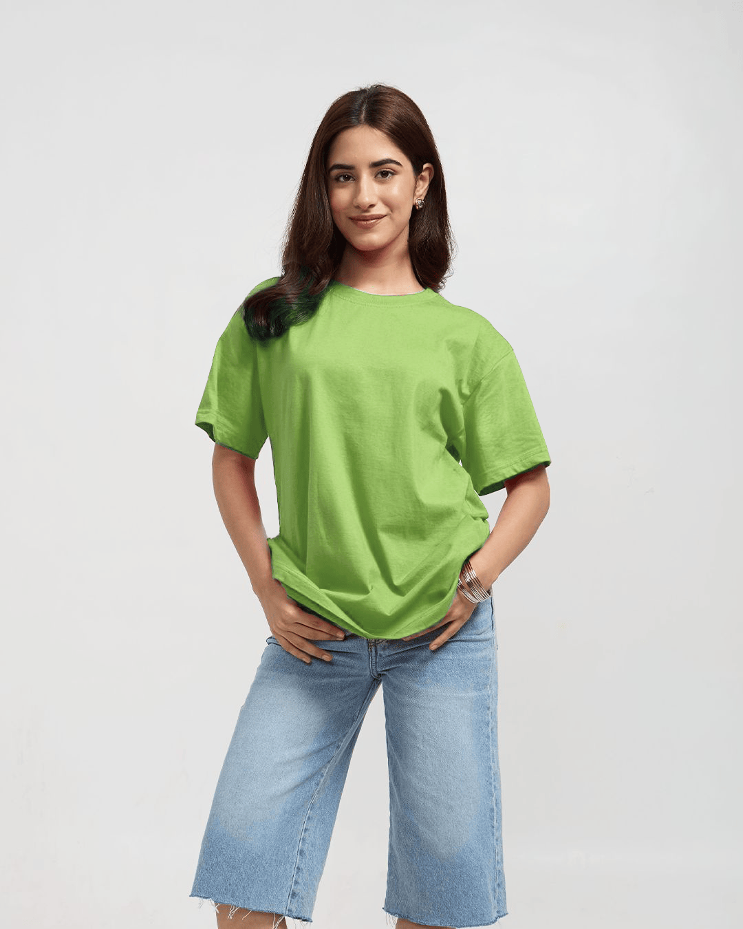Matcha Plain Oversized T-Shirt - Shop Printed T shirt for Women Online In India | LoveDky