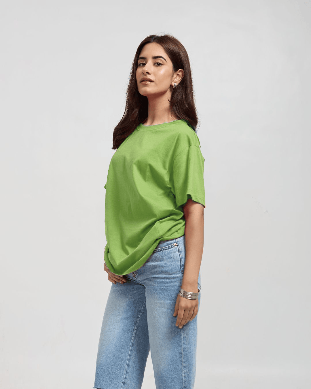 Kiwi Green Plain Oversized T-Shirt