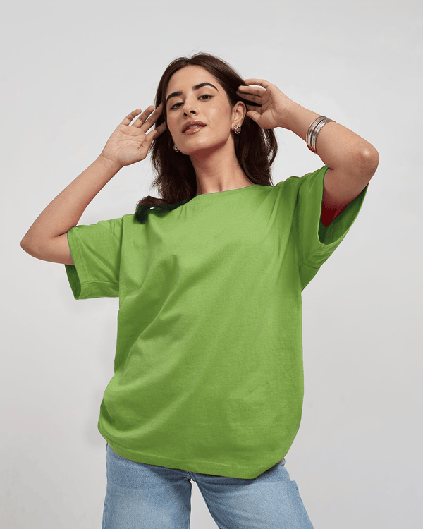 Kiwi Green Plain Oversized T-Shirt