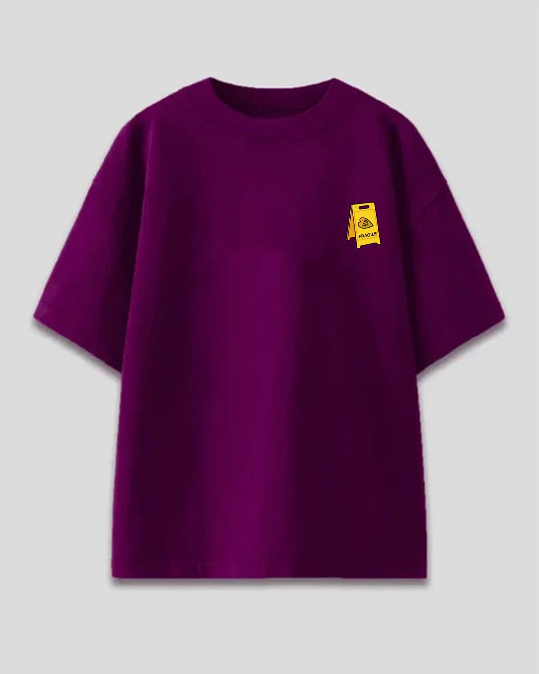 Fragile Oversized T-Shirt - Pocket print