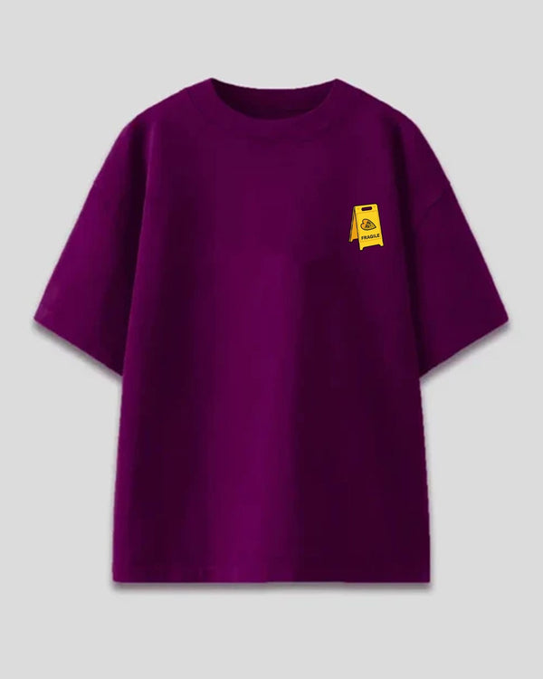 Fragile Oversized T-Shirt - Pocket print