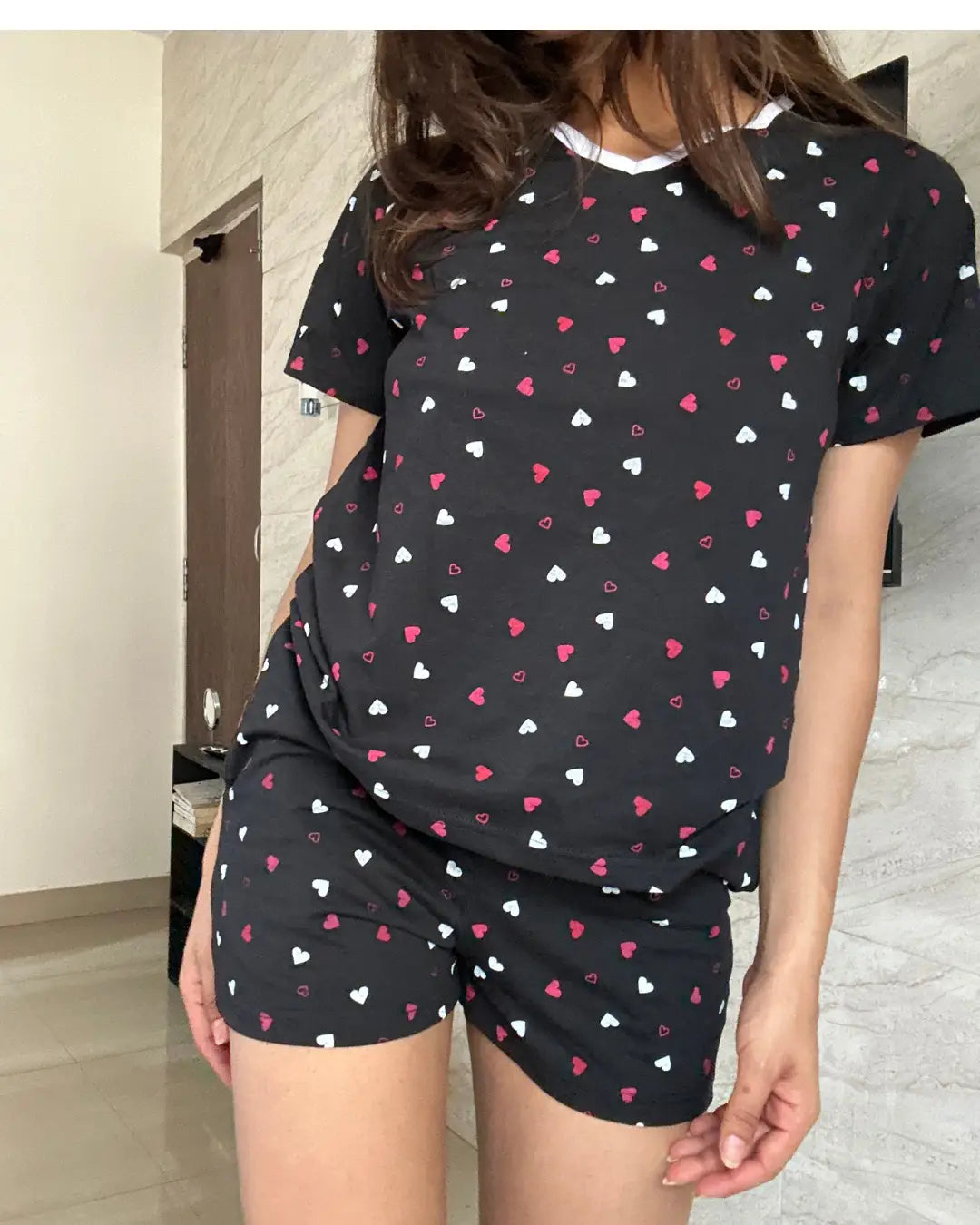 Heart Cotton Shorts Set