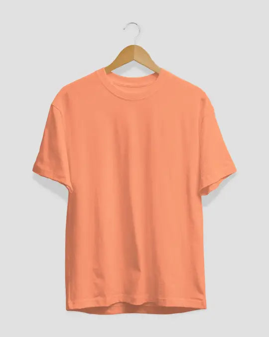 Peachy Orange Plain Regular T-Shirt