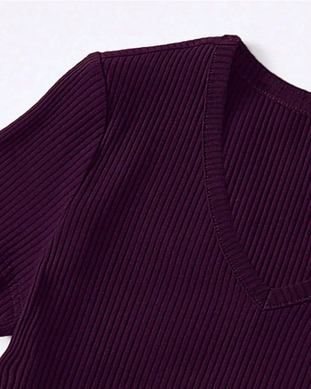 Mulberry V-Neck Ribbed Top
