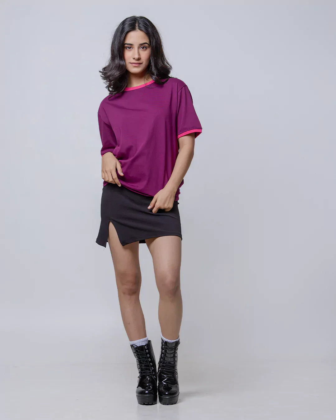 Tap Out T-Shirt - Mulberry & Hot Pink