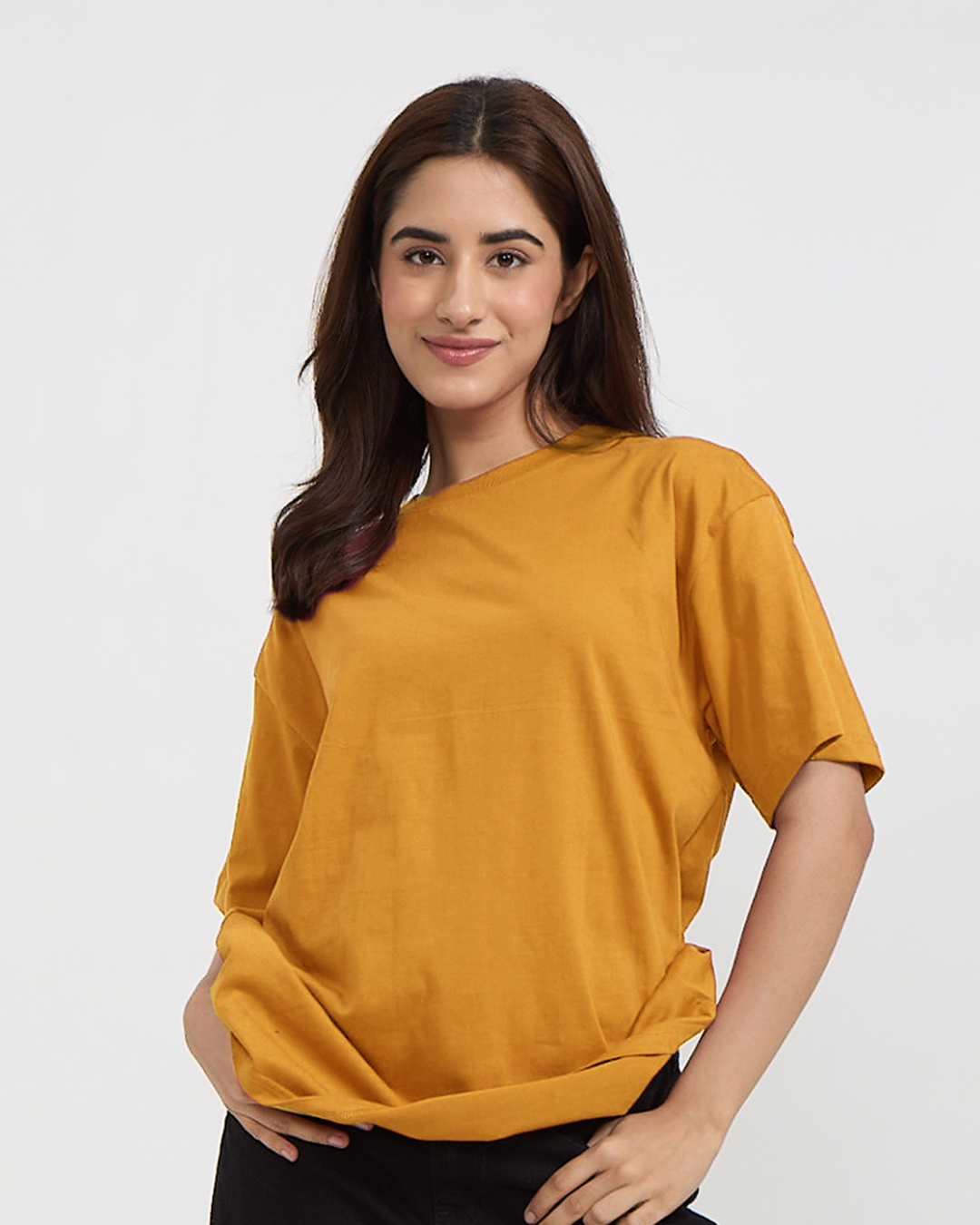RB Mustard Plain Oversized T-Shirt