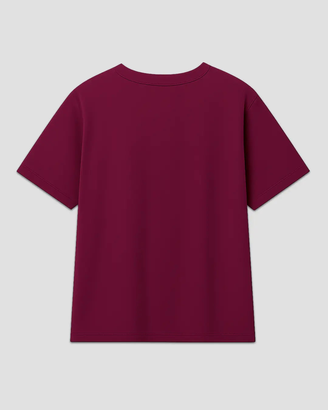 Nope Maroon Boxy T-Shirt – DKY boxy tee in maroon with no print, shown in flat lay