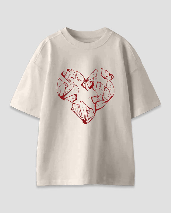 Off White Butterfly Oversized T-Shirt for Women Online In India | Dky