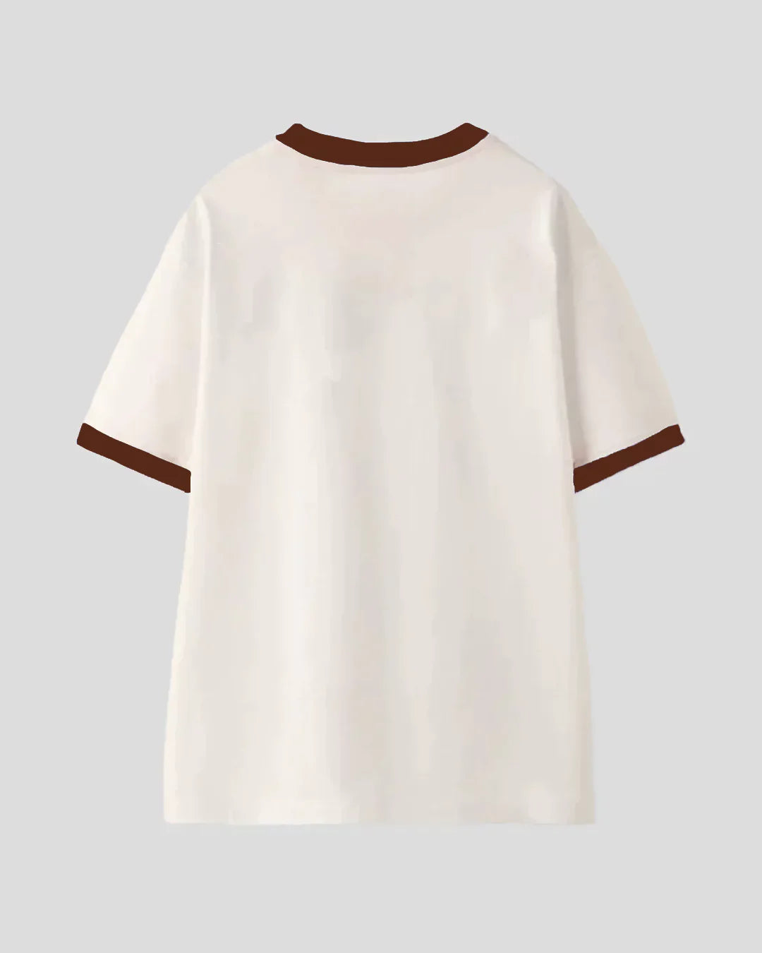 Offwhite So Tired Tap Out T-Shirt – off-white regular tee with brown collar and sleeve cuffs, back view