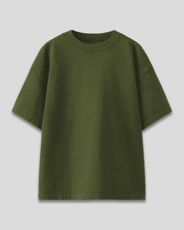 Olive Plain Oversized T-Shirt for Women Online In India | Dky